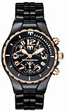 TechnoMarine Women's 208018 MoonSun Ceramic Gold-Plated Black Watch