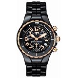 TechnoMarine Ladies 208018 MoonSun Ceramic Gold-Plated Black Watch by TechnoMarine
