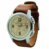 Fat Face Mens vintage dial brown leather strap watch