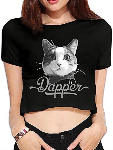 DAPPER CAT WITH BOWTIE Girls' Crop Tee Logo Print Commemorative Edition Cropped Top Shirt