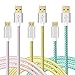 Boxeroo 6ft / 2m durable Nylon Braided Tangle-Free Micro USB Cable with Gold-Plated Connectors for Android, Samsung, HTC, Nokia, Sony, Motorola and More(Pink, Yellow, Green)
