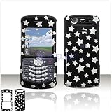 PCMICROSTORE Brand Research In Motion BlackBerry Pearl 8130 Black Stars Design Snap-On Case Cover with Removable Swivel Belt Clip
