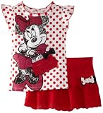 Disney Girls 2-6x Minnie Mouse 2 Piece Knit Shirt and Divided Skirt