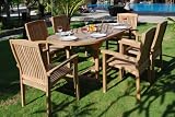 NEW TEAK Garden Furniture Oval Ext Table 2M & 6 Chairs