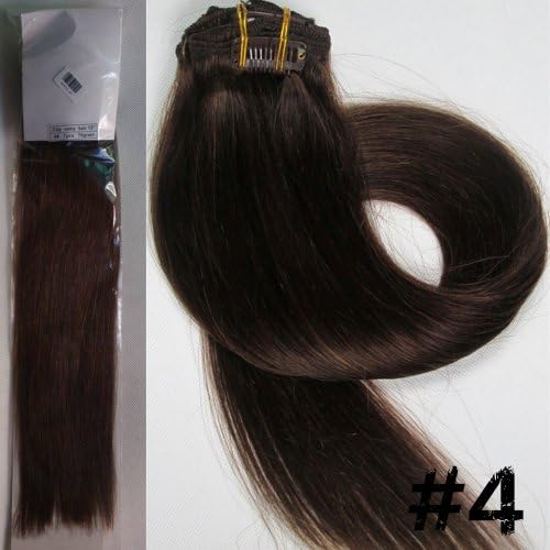 21 Color 15" 18" 20"22" Straight Remy Clip in Real Human Hair Extensions 70gr/7pcs 80g/7pcs 100g/8pcs 160g/10pcs For Full Head (20inch 100g/8pcs, Color #4 Chocolate Brown)
