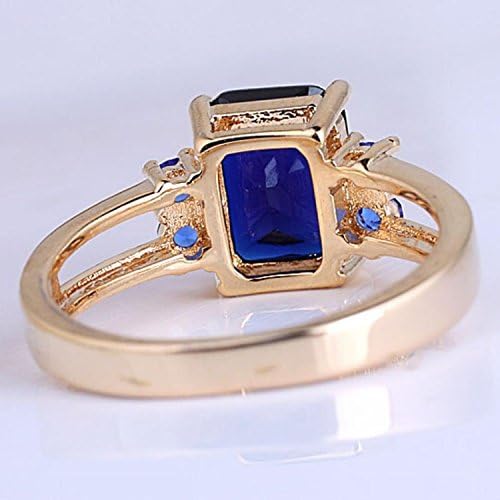 Gold Plated Oblong Simulated Blue Sapphire Cocktail Ring Women Size 7