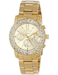 Invicta Womens 14157 "Angel" 18k Gold Ion-Plated Stainless Steel and Aquamarine Watch