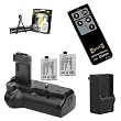 Opteka Battery Pack Grip / Vertical Shutter Release with Charger, 2 LP-E5 Batteries (3600 mAh Total), Wireless Remote, Cleaning Kit, & Mini Tripod for Canon EOS Digital Rebel T1i & XSi