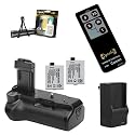 Opteka Battery Pack Grip / Vertical Shutter Release with Charger, 2 LP-E5 Batteries (3600 mAh Total), Wireless Remote, Cleaning Kit, & Mini Tripod