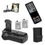 Opteka Battery Pack Grip / Vertical Shutter Release with Charger, 2 LP-E5 Batteries (3600 mAh Total), Wireless Remote, Cleaning Kit, & Mini Tripod for Canon EOS Digital Rebel T1i & XSi
