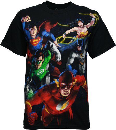  DC Comics Painted Superheroes Men's T-Shirt