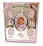 Baby Essentials First Year Frame Silver and Pink