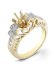 14k Yellow Gold 0.18 Ctw Heard Diamond Mounting - Size 7