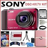 Sony Cyber-Shot DSC-HX7V/R 16.2 MP with 10x Optical Zoom in Red + 8GB Acces ....