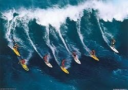 7 Surfers - Art Print / Poster (Surfing The Wave) (Size: 27" x 20")