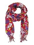 Red / Purple Skulls And Flowers Lightweight Scarf 72