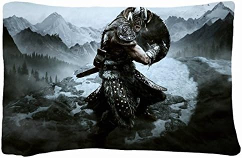 Queen Size Microfiber Peach Decorative PillowCases -Nature Mountains video games mountains armor shield warriors swords the elder scrolls v skyrim wallpape Nature Mountains