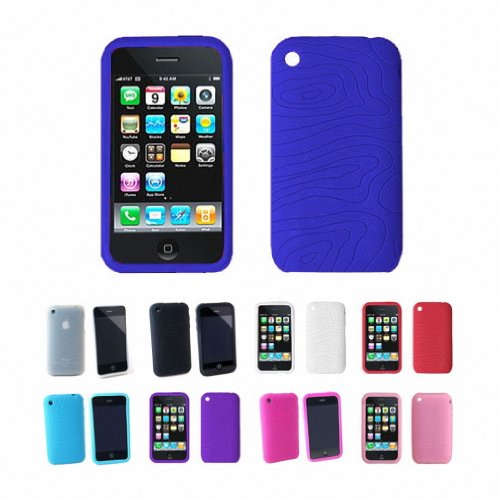 Apple iPhone 3G 3Gs 8GB 16GB 32GB Textured Silicone Skin Case Cover, Deep Blue, One Size