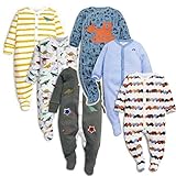 NEXT ネクスト ベビー 足つき ロンパース 恐竜 自動車 カバーオール 3枚組 肌着 ロンパース 綿 男の子 60 70 80 90(6-9m (6-9か月) グレー（恐竜）) [並行輸入品]