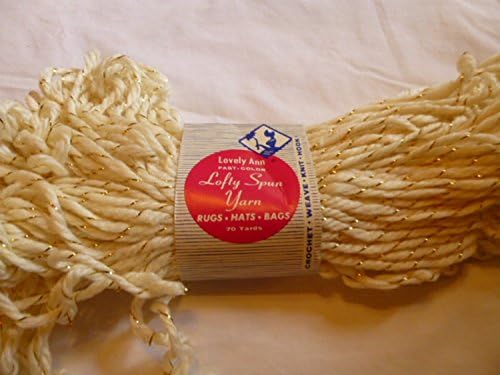 Lovely Ann White with Gold Strands Lofty Spun Yarn 75% Rayon 25% Cotton No. 902 White / Gold