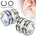U2U Pair of 316L Surgical Stainless Steel Edge Strip Color IP Non-Piercing Clip On Round Earrings