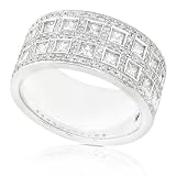 1 1/2ctw 18k White Gold Princess and Round Diamond Band (HI/I1)
