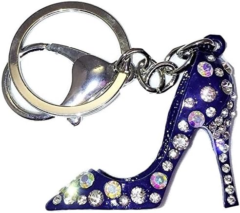 WHITE PLATINUM GOLD PLATED Purple Black HIGH HEELED SHOES STUDDED W Swarovski quality crystal KEY CHAIN/Handbag charm/Handbag Accessories