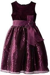 Girls Polyester/Velvet Sleeveless  Glittering Banding Shirred  Dress With a Bow(s)