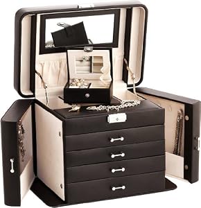 Mele Empress Bonded Leather Jewellery Box - Black