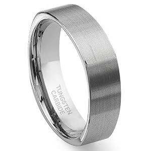 Tungsten Carbide Square Wedding Band Ring