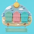 Pack of 12 Beach Chair Family of 3 Christmas Ornaments For Personalization