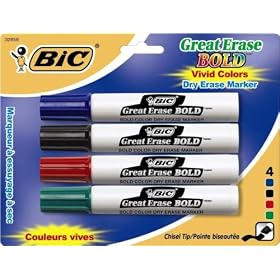 BIC Great Erase Bold Dry Erase Marker - Assorted, 4-Count by