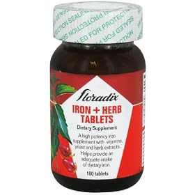 Floradix, Iron + Herb Tables, Dietary Supplement,180-Count Tablets