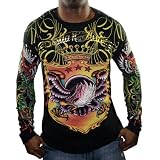 CHRISTIAN AUDIGIER Ed Hardy Platinum Eagle Skull Mens Shirt