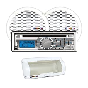 Dual MXCP25S1 In Dash Marine AM/FM/CD/USB Receiver and Speaker Combo Pack with Splashguard
