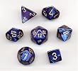 Polyhedral 7-Die Scarab Dice Set - Royal Blue with Gold