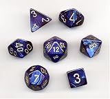 Polyhedral 7-Die Scarab Dice Set - Royal Blue with Gold
