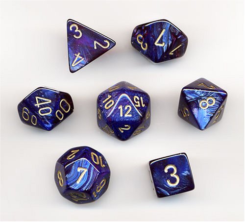 Polyhedral 7-Die Scarab Dice Set - Royal Blue with Gold On Sale