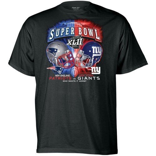 Reebok New England Patriots vs. New York Giants Black Youth Fight Night Super Bowl XLII Dueling T-shirt