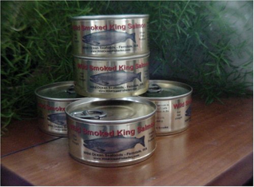 6oz Wild Alder Smoked King Salmon 6 Pack Cans by Wild Ocean Seafoods