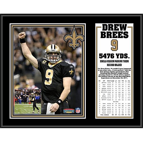 Mounted Memories New Orleans Saints Drew Brees Season Passing Leader Plaque