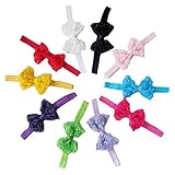 Qandsweet Baby Girl's Headbands Lace Bowknot (10 Pack)