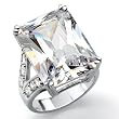 Palm Beach Jewelry - Ring - Sterlingsilber platiniert - Zirkonia Smaragd- & Rundschliff - 54 (17.2)