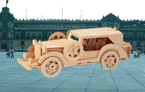 Puzzled - 3D Natural Wood Puzzles - V8 MODEL (45 Pieces)