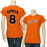 Majestic Baltimore Orioles #8 Cal Ripken Jr. Ladies Orange Cooperstown Player T-shirt