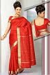 Spicy Red Art Silk Saree Sari fabric India Golden Border