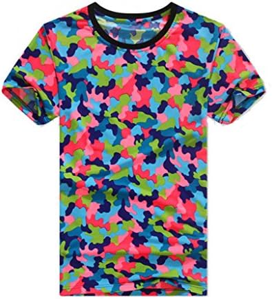 UUROS Men's Fashion Mix Color Print Plus Size T Shirt Summer Top Tee 2XL