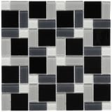 Ambit Block Black and White 11 3/4 X 11 3/4 Inch Glass Mosaic Wall Tile (20 Pcs/19.2 Sq. Ft. Per Case, $1 Standard Shipping)