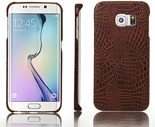 S6 Edge Case, HL Brothers Vintage Cases Series, Premium Crocodile Pattern PU Leather Case Back Cover for Samsung Galaxy S6 Edge Smartphone (Crocodile Leather Cover Brown)