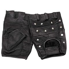 Leder Handschuhe ohne Finger mit NIETEN schwarz S-XXL